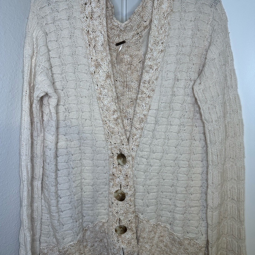Free People Cream Knit Sweater